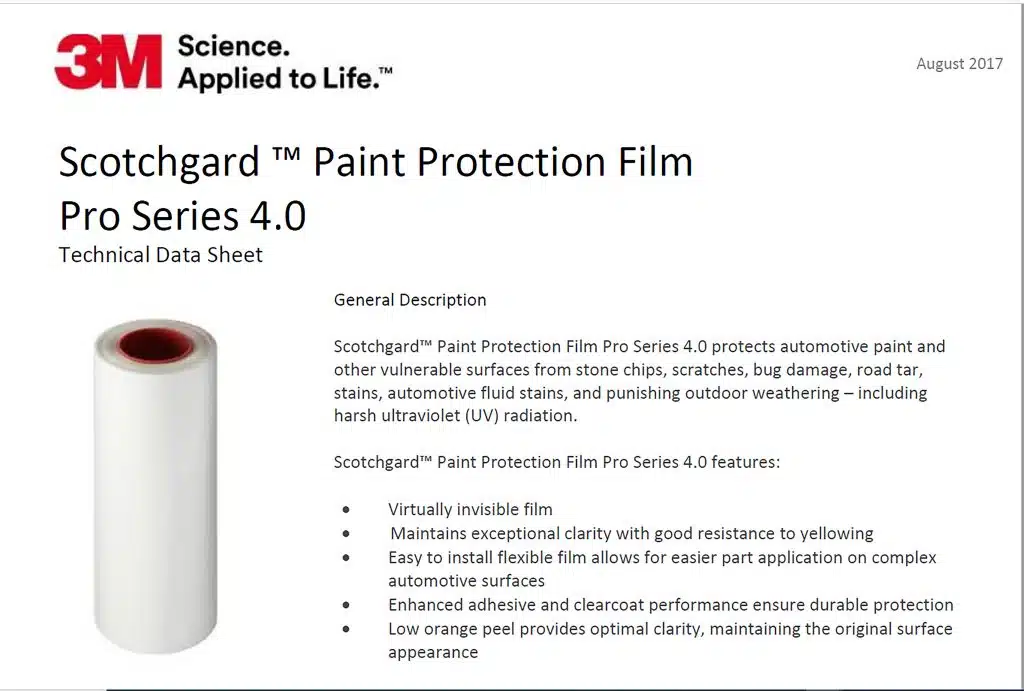 3M Scotchgard Paint Protection Film Pro Series 2021 2022 2023